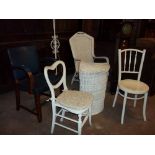 A SELECTION OF SEVEN ITEMS TO INCLUDE VINTAGE WICKER PIECES