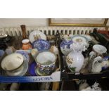 FOUR TRAYS OF ASSORTED CERAMICS TO INCLUDE JUGS (TRAYS NOT INCLUDED)