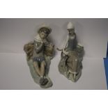 A LLADRO FIGURE AND A LLADRO FIGURINE Condition Report:The figurine is missing a hand