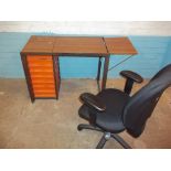 A WESTRA SATELLITE METAL FOLD OUT DESK AND OFFICE CHAIR