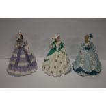 THREE ROYAL WORCESTER FIGURINES TO INCLUDE "LADY JANE", "LADY SARAH", AND "LADY CHARLOTTE" (3)