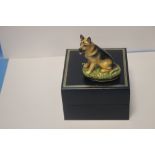 A BOXED HALCYON DAYS TRINKET BOX "GERMAN SHEPHERD"