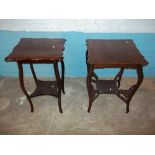 TWO EDWARDIAN MAHOGANY SIDE HALL TABLES