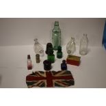 COLLECTION OF ASSORTED GLASS BOTTLES AND COLLECTABLES