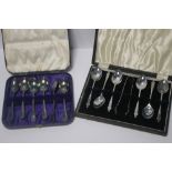 TWO CASED SETS OF WHITE METAL TEASPOONS