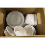 A BOX OF CERAMICS TO INCLUDE ROYAL WORCESTER PLATINUM