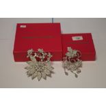 BUTLER AND WILSON TWO BOXED WHITE STONE BROOCHES