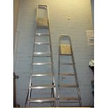 TWO ALUMINIUM STEP LADDERS - ONE LARGE, ONE SMALL