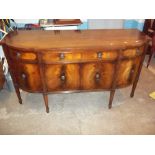 A REPRODUCTION MAHOGANY INLAID SIDEBOARD