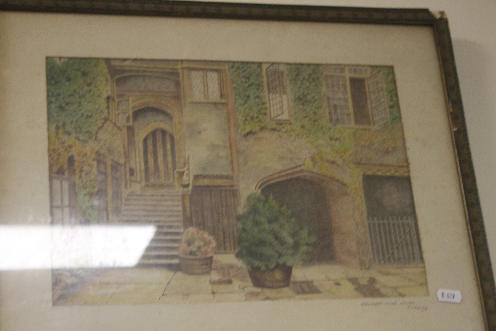 A FRAMED AND GLAZED WATERCOLOUR TITLED STRANGERS HOUSE NORWICH SIGNED E W TOOZE 1947 TOGETHER WITH A - Image 2 of 3