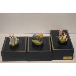 THREE BOXED HALCYON DAYS TRINKET BOXES WITH DOGS
