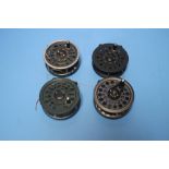 FOUR SHAKESPEARE FLY REELS to include "Speedex," "Beaulite," "Condex," and a Graflite.Condition
