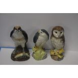 THREE ROYAL DOULTON WHYTE AND MACKAY DECANTERS, TO INCLUDE AN OSPREY, MERLIN AND A BARN OWL