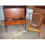 A VINTAGE / RETRO DYNATRON MUSIC CENTRE RADIOGRAM AND AN ERCOL STYLE ROCKING CHAIR