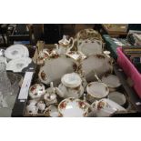 TWO TRAYS OF ROYAL ALBERT OLD COUNTRY ROSES TEA AND DINNERWARE APPROXIMATELY 77 PIECES (TRAYS NOT