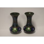 A PAIR OF CLOISONNE VASES H 13 CM