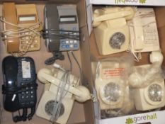 TWO TRAYS OF VINTAGE AND RETRO TELEPHONES