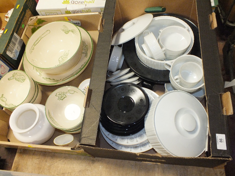 TWO TRAYS OF ASSORTED CERAMICS TO INCLUDE A QUANTITY OF ROSENTHAL TAPIO WIRK KALA DINNER WARE