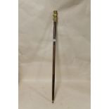 A THREE SECTION UNUSUAL BRASS MOUNTED CANE, MOUNTED WITH A SCREW FITTED TELESCOPE, INSCRIBED 'I