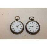 TWO SILVER FOB WATCHES, FOR SPARES AND REPAIRS