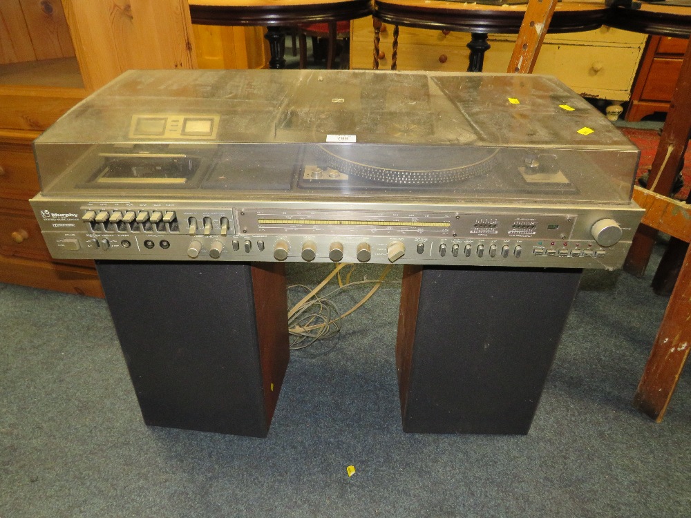 A RETRO MURPHY STEREO MUSIC CENTRE WITH SPEAKERS - HOUSE CLEARANCE