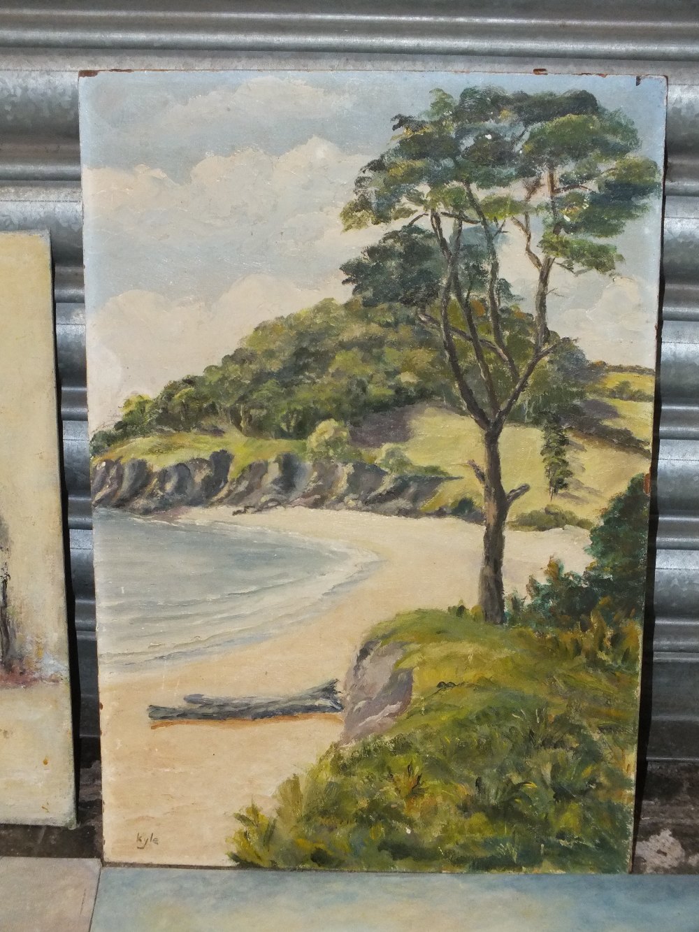 FOUR ASSORTED UNFRAMED IMPRESSIONIST OIL PAINTINGS TOGETHER WITH UNFRAMED OIL ON BOARD OF A BEACH - Image 7 of 7