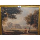 A MODERN GILT FRAMED PICTURE OF A CLASSICAL STATELY HOME 40 X 50 CM