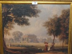 A MODERN GILT FRAMED PICTURE OF A CLASSICAL STATELY HOME 40 X 50 CM