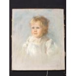 (XX). Portrait study of a young child, signed middle to lower right, pastel on canvas, unframed,