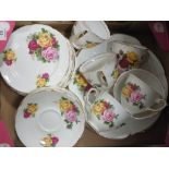 A SMALL TRAY OF REGENCY ROSE PATTERN CHINA