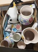 A COLLECTION OF POOLE CERAMICS TO INCLUDE A PENGUIN FIGURE