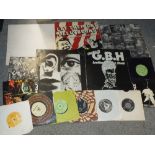 A COLLECTION OF PUNK LPS AND 7" SINGLES TO INCLUDE 'CHARGED G.B.H' ETC.