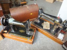 TWO CASED SINGER SEWING MACHINES