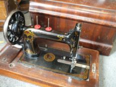 A CASED VESTA-B GERMAN SEWING MACHINE