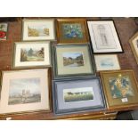 A COLLECTION OF ASSORTED PRINTS TOGETHER WITH AN ANTIQUE PENCIL DRAWING BY GEORGE WILLOUGHBY MAYNARD