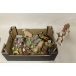 A TRAY OF COLLECTABLE ANIMAL FIGURES ETC. (MANY DAMAGED)