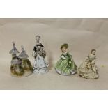 FOUR CERAMIC ITEMS TO INCLUDE LADIES, VASES ETC.