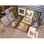 A COLLECTION OF ASSORTED PICTURES AND PRINTS TO INCLUDE ANTIQUE ENGRAVINGS, WATERCOLOURS, RIVER