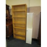 A MODERN OPEN BOOKCASE TOGETHER WITH A MODERN CABINET (2)