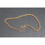 A HALLMARKED 9 CARAT GOLD ROPE TWIST BRACELET, approx weight 4.3g