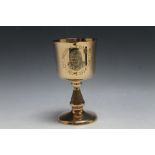 A HALLMARKED 9 CARAT GOLD LIMITED EDITION WINSTON CHURCHILL CHALICE, numbered 23/500, approx