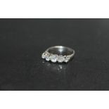 A FIVE STONE DIAMOND SET PLATINUM RING, approx weight 3.5g, ring size L