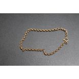 A HALLMARKED 9 CARAT GOLD CHILD'S BRACELET OR ANKLETTE, approx weight 2.3g