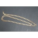 A HALLMARKED 9 CARAT GOLD FLAT LINK NECKLACE, approx weight 31.1g. L 54 cm