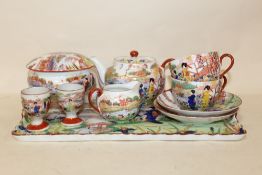 A CZECHOSLOVAKIAN VICTORIA ORIENTAL PATTERN TWO PERSON BREAKFAST SET