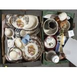 TWO TRAYS OF ASSORTED CERAMICS TO INCLUDE PALISSY GAME SERIES