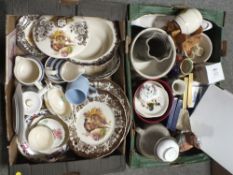 TWO TRAYS OF ASSORTED CERAMICS TO INCLUDE PALISSY GAME SERIES