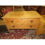 A VINTAGE OAK TWO DRAWER CHEST W-107CM