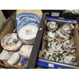 A TRAY OF DIAMOND CHINA TO INCLUDE TRIOS TOGETHER WITH A TRAY OF ASSORTED CERAMICS (2)