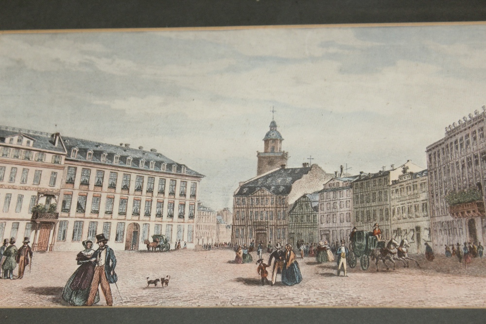 A SET OF FOUR COLOURED PRINTS OF TOWN SCENES - Image 4 of 5